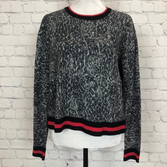 Autumn Cashmere Sweaters - Autumn Cashmere Gray Leopard Print Sweater Size S
